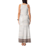 Samoa Siapo Brown Trimmed Tank Maxi Dress Samoa White Sunday - Polynesian Pride