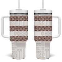 Samoa Siapo Brown Trimmed Tumbler With Handle Samoa White Sunday - Polynesian Pride