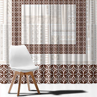 Samoa Siapo Brown Trimmed Window Curtain Samoa White Sunday - Polynesian Pride