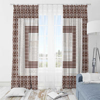 Samoa Siapo Brown Trimmed Window Curtain Samoa White Sunday - Polynesian Pride