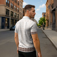 Samoa Siapo Brown Trimmed Zipper Polo Shirt Samoa White Sunday - Polynesian Pride