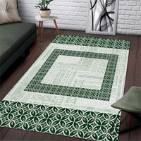 Samoa Siapo Green Trimmed Area Rug Samoa White Sunday - Polynesian Pride