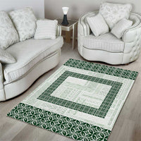 Samoa Siapo Green Trimmed Area Rug Samoa White Sunday - Polynesian Pride