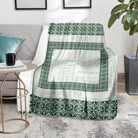 Samoa Siapo Green Trimmed Blanket Samoa White Sunday - Polynesian Pride