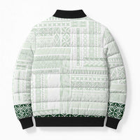Samoa Siapo Green Trimmed Bomber Puffer Jacket Samoa White Sunday - Polynesian Pride