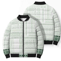 Samoa Siapo Green Trimmed Bomber Puffer Jacket Samoa White Sunday - Polynesian Pride