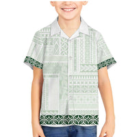 Samoa Siapo Green Trimmed Family Matching Mermaid Dress and Hawaiian Shirt Samoa White Sunday - Polynesian Pride