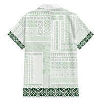 Samoa Siapo Green Trimmed Hawaiian Shirt Samoa White Sunday - Polynesian Pride