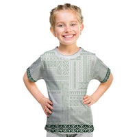 Samoa Siapo Green Trimmed Kid T Shirt Samoa White Sunday - Polynesian Pride