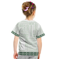 Samoa Siapo Green Trimmed Kid T Shirt Samoa White Sunday - Polynesian Pride
