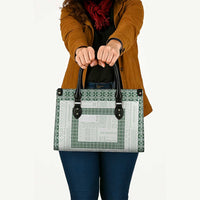 Samoa Siapo Green Trimmed Leather Bag Samoa White Sunday LT01 - Polynesian Pride