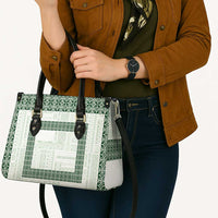 Samoa Siapo Green Trimmed Leather Bag Samoa White Sunday LT01 - Polynesian Pride