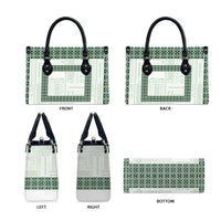 Samoa Siapo Green Trimmed Leather Bag Samoa White Sunday LT01 - Polynesian Pride