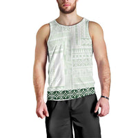 Samoa Siapo Green Trimmed Men Tank Top Samoa White Sunday - Polynesian Pride