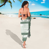 Samoa Siapo Green Trimmed Sarong Samoa White Sunday - Polynesian Pride