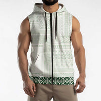 Samoa Siapo Green Trimmed Sleeveless Zip Hoodie Samoa White Sunday LT01 - Polynesian Pride