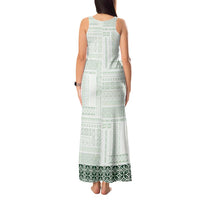 Samoa Siapo Green Trimmed Tank Maxi Dress Samoa White Sunday - Polynesian Pride