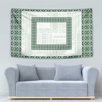 Samoa Siapo Green Trimmed Tapestry Samoa White Sunday - Polynesian Pride