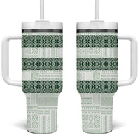 Samoa Siapo Green Trimmed Tumbler With Handle Samoa White Sunday - Polynesian Pride