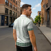 Samoa Siapo Green Trimmed Zipper Polo Shirt Samoa White Sunday - Polynesian Pride