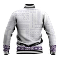 Samoa Siapo Purple Trimmed Baseball Jacket Samoa White Sunday - Polynesian Pride