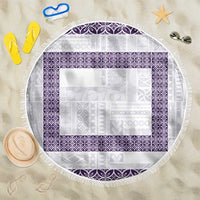 Samoa Siapo Purple Trimmed Beach Blanket Samoa White Sunday - Polynesian Pride