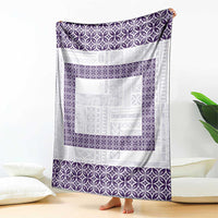 Samoa Siapo Purple Trimmed Blanket Samoa White Sunday - Polynesian Pride
