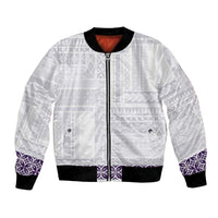 Samoa Siapo Purple Trimmed Bomber Jacket Samoa White Sunday - Polynesian Pride