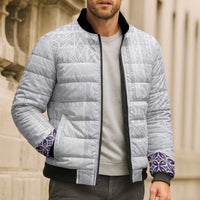 Samoa Siapo Purple Trimmed Bomber Puffer Jacket Samoa White Sunday - Polynesian Pride