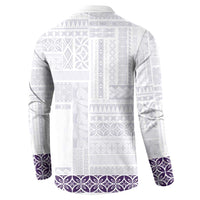 Samoa Siapo Purple Trimmed Button Sweatshirt Samoa White Sunday - Polynesian Pride