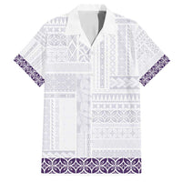 Samoa Siapo Purple Trimmed Family Matching Puletasi and Hawaiian Shirt Samoa White Sunday LT01 Dad's Shirt - Short Sleeve Purple - Polynesian Pride