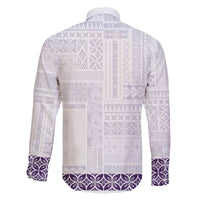 Samoa Siapo Purple Trimmed Family Matching Puletasi and Hawaiian Shirt Samoa White Sunday LT01 - Polynesian Pride