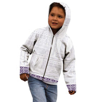 Samoa Siapo Purple Trimmed Kid Hoodie Samoa White Sunday - Polynesian Pride