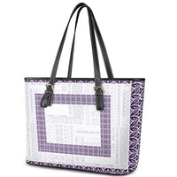Samoa Siapo Purple Trimmed Leather Tote Bag Samoa White Sunday - Polynesian Pride