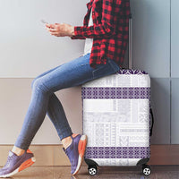 Samoa Siapo Purple Trimmed Luggage Cover Samoa White Sunday - Polynesian Pride