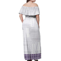 Samoa Siapo Purple Trimmed Off Shoulder Maxi Dress Samoa White Sunday - Polynesian Pride