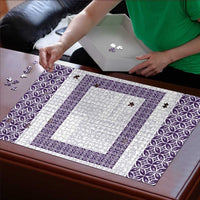 Samoa Siapo Purple Trimmed Puzzle Samoa White Sunday - Polynesian Pride
