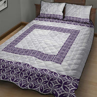 Samoa Siapo Purple Trimmed Quilt Bed Set Samoa White Sunday - Polynesian Pride