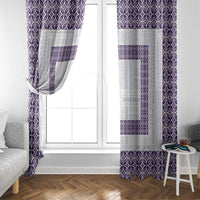Samoa Siapo Purple Trimmed Window Curtain Samoa White Sunday - Polynesian Pride