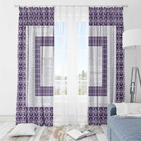Samoa Siapo Purple Trimmed Window Curtain Samoa White Sunday - Polynesian Pride