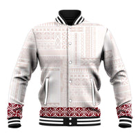 Samoa Siapo Red Trimmed Baseball Jacket Samoa White Sunday - Polynesian Pride