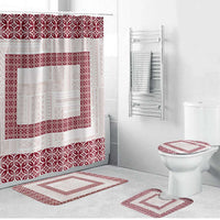 Samoa Siapo Red Trimmed Bathroom Set Samoa White Sunday - Polynesian Pride