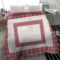 Samoa Siapo Red Trimmed Bedding Set Samoa White Sunday - Polynesian Pride
