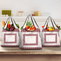 Samoa Siapo Red Trimmed Grocery Bag Samoa White Sunday - Polynesian Pride