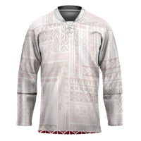 Samoa Siapo Red Trimmed Hockey Jersey Samoa White Sunday - Polynesian Pride