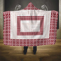 Samoa Siapo Red Trimmed Hooded Blanket Samoa White Sunday - Polynesian Pride