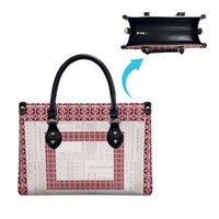 Samoa Siapo Red Trimmed Leather Bag Samoa White Sunday - Polynesian Pride