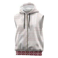 Samoa Siapo Red Trimmed Sleeveless Zip Hoodie Samoa White Sunday - Polynesian Pride