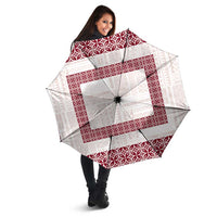 Samoa Siapo Red Trimmed Umbrella Samoa White Sunday LT01 - Polynesian Pride