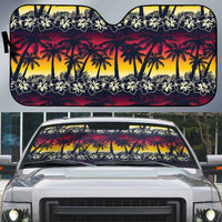Hawaii Hibiscus Palm Tree Sunset Auto Sun Shade Tropical Style - Polynesian Pride